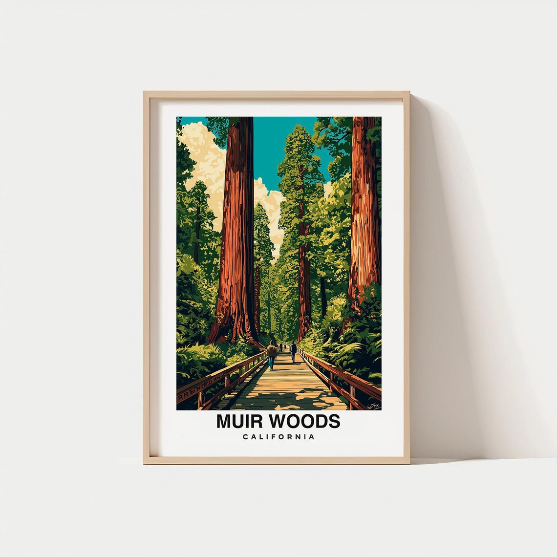 Muir Woods Print Travel Poster California Art Redwood Forest Scenic Trails Natural Beauty National Park Tranquil Landscapes Usa
