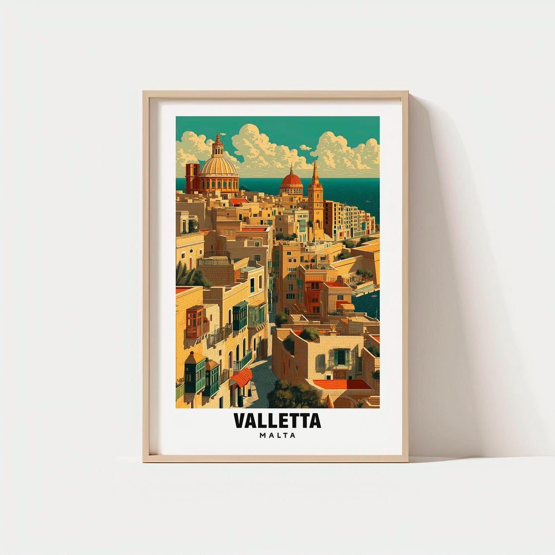 Valletta Malta Golden Limestone Capital with Church Domes Poster