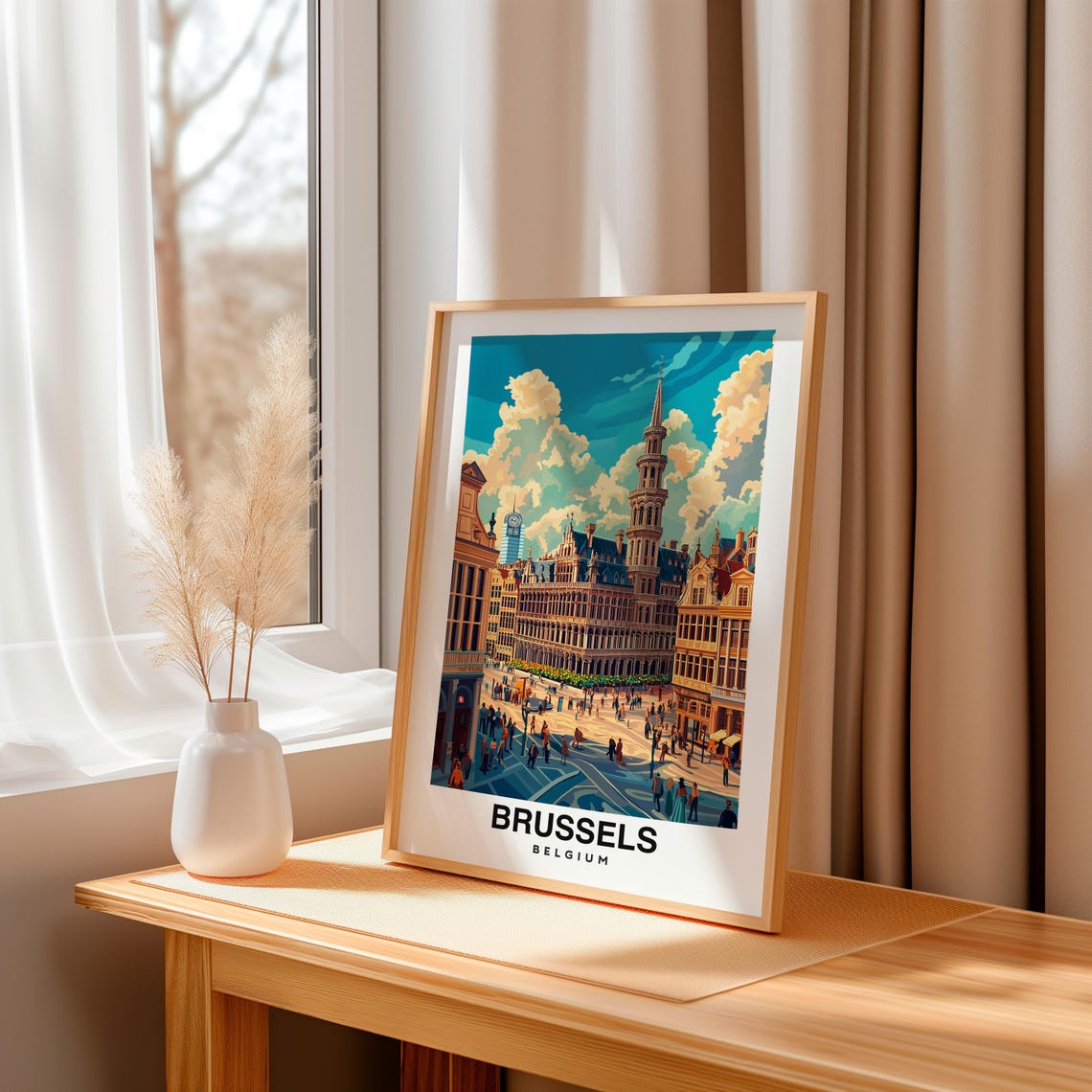 Brussels Print Belgium Poster Travel Wall Art Cityscape Print Scenic Art Historic Decor European Landmark Belgian Culture Eu Print - Image 3
