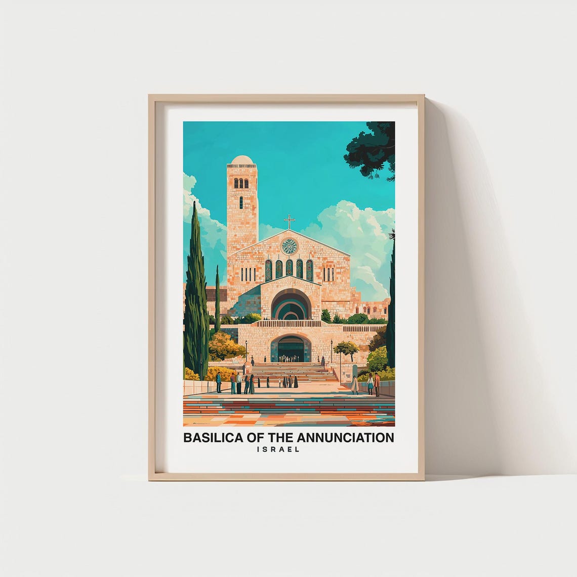 Basilica Of The Annunciation Travel Print Wall Art Nazareth Israel City Print Basilica Of The Annunciation Travel Gift
