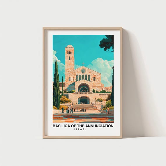Basilica Of The Annunciation Travel Print Wall Art Nazareth Israel City Print Basilica Of The Annunciation Travel Gift