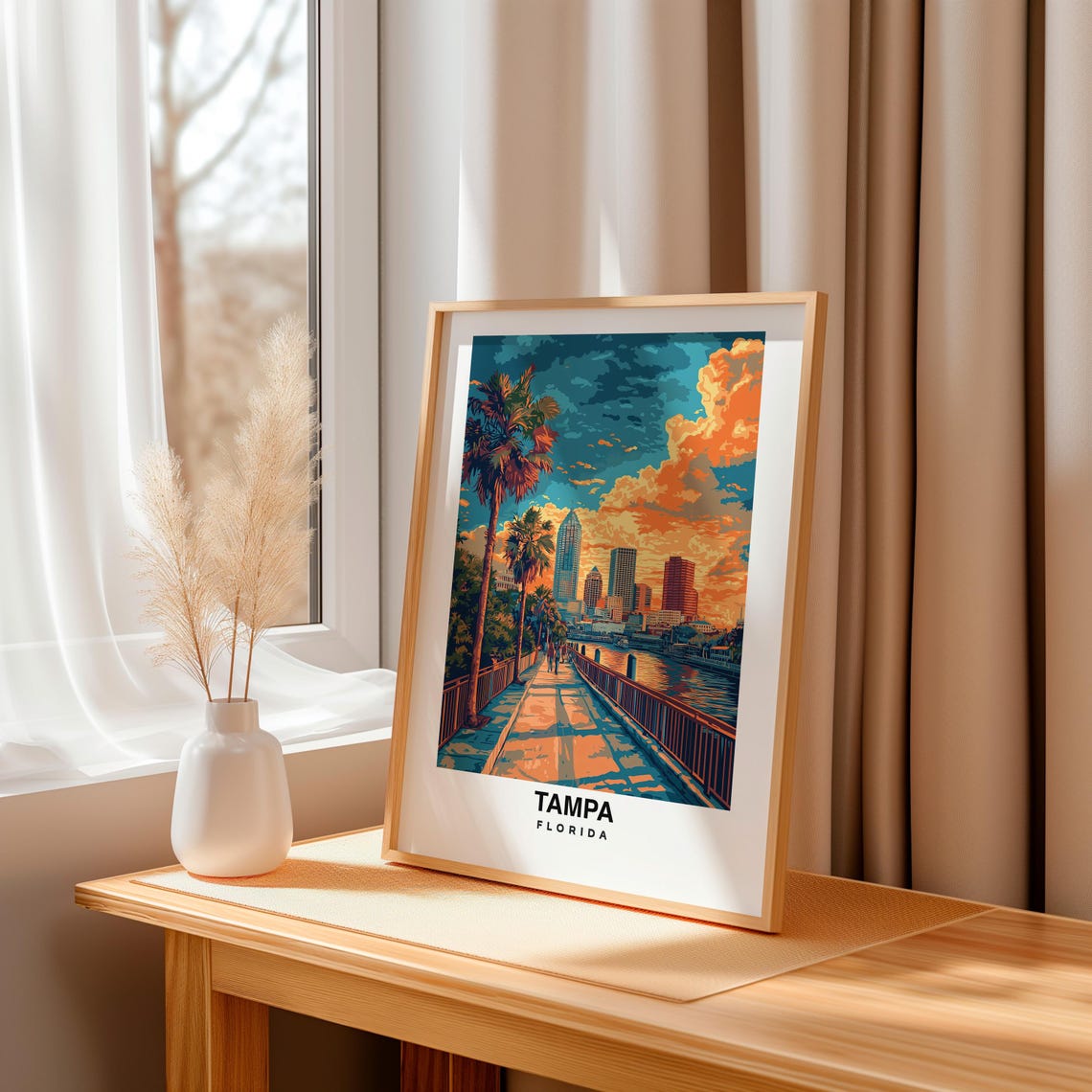 Tampa Travel Print Tampa Florida Travel Gift City Poster Wedding Gift Birthday Present Usa Culture Poster - Image 3