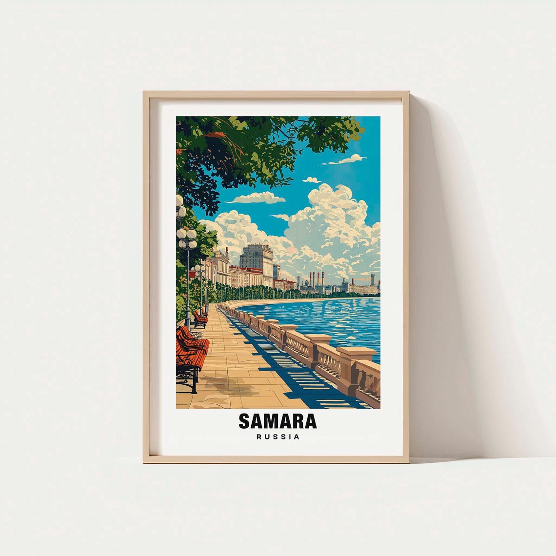Samara Russia Volga River Embankment Promenade City View Poster