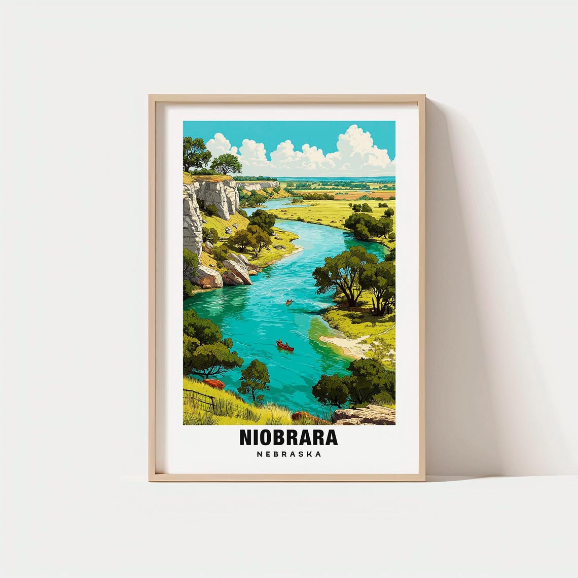 Niobrara Nebraska River Bluffs Canoe Cottonwood Canyon Travel Poster