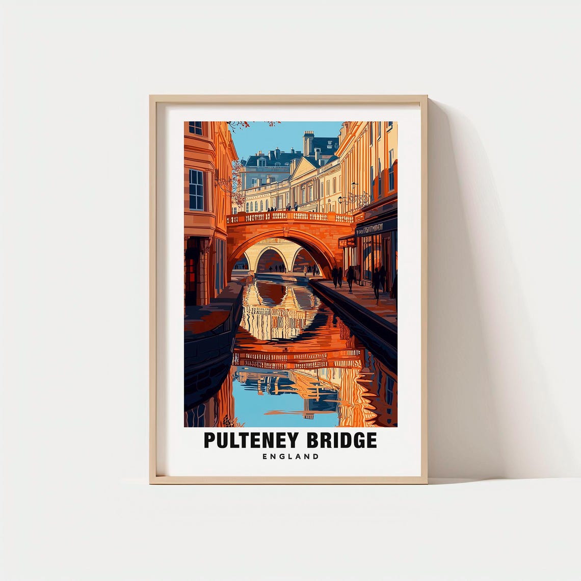 Pulteney Bridge Bath River Avon Sunset England Travel Poster