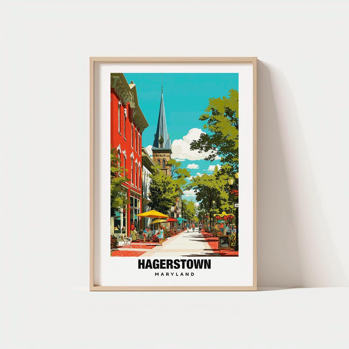 Hagerstown Print Usa Poster Views Art City Charm Park Scene Urban Beauty Local Heritage Maryland Travel