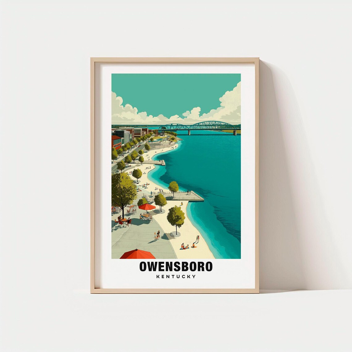 Owensboro Print Usa Poster Travel Art River Scene Urban Views City Escape Scenic Landscape Cultural Charm Kentucky