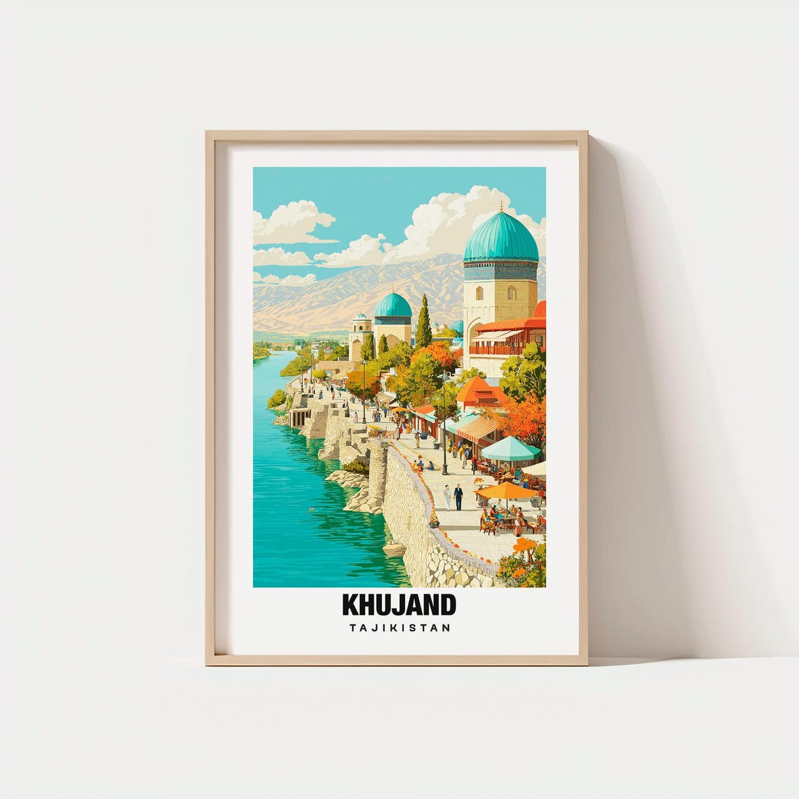 Khujand Tajikistan Riverside Old Town Turquoise Domes Poster