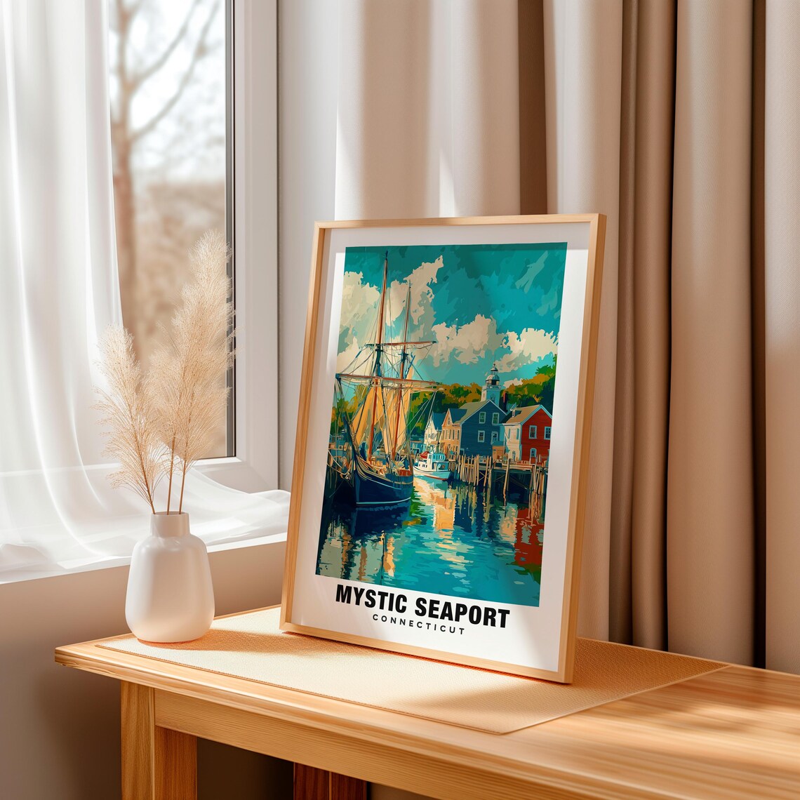 Mystic Seaport Print Connecticut Poster Mystic Seaport Views Mystic Seaport Art Connecticut Charm Seaport Beauty Historic Harbor - Image 3