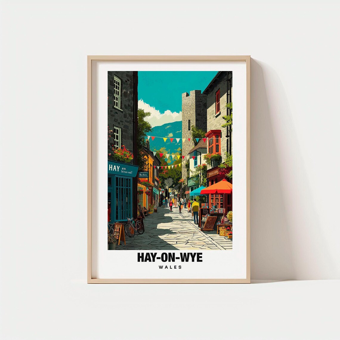 Hay On Wye Wales Town Of Books Bookshop Street Festival Poster