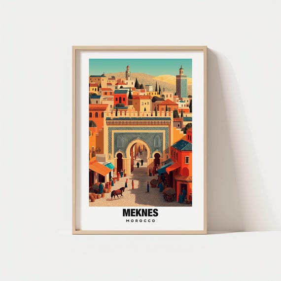 Meknes Print Morocco Poster Views Art City Charm Medina Scene Historic Beauty Local Heritage Travel
