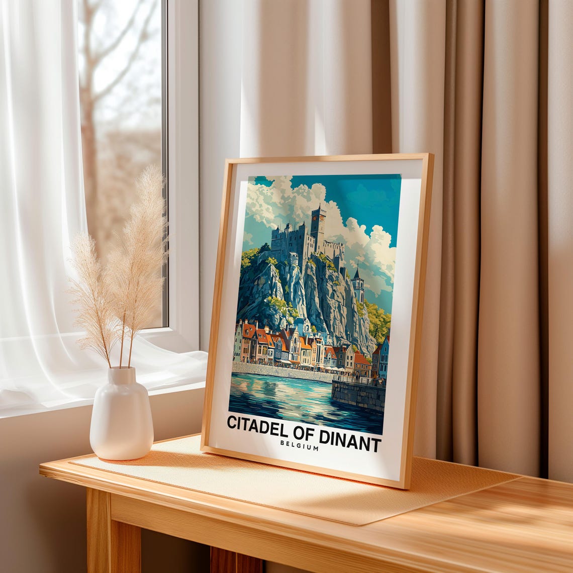 Citadel Of Dinant Print Belgium Poster Travel Wall Art Historic Print Scenic Art River View Landmark Decor Europe Poster Travel Art - Image 3