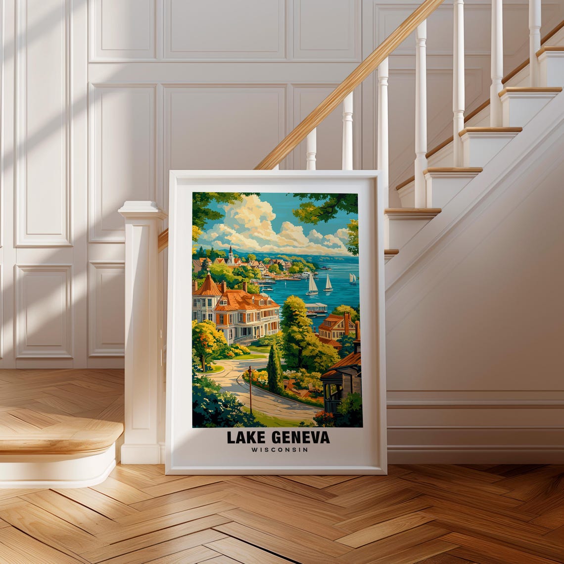 Lake Geneva Print Wisconsin Poster Lake Geneva Views Lake Geneva Landmarks Lake Geneva City Wisconsin Charm Lake Geneva Beauty