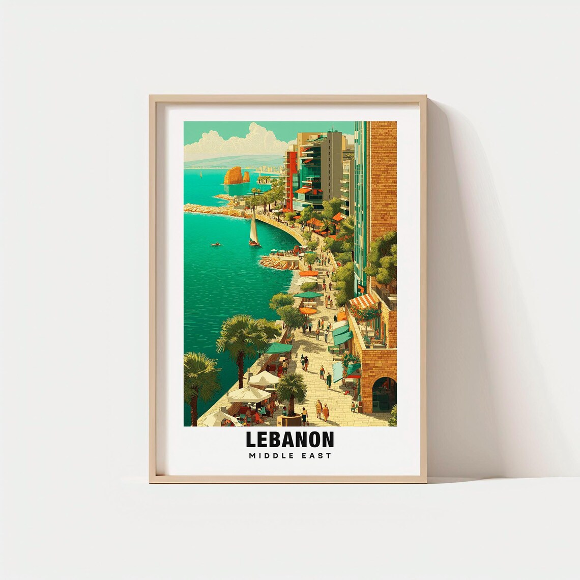 Lebanon Middle East Coastal Promenade Highrise Waterfront Poster