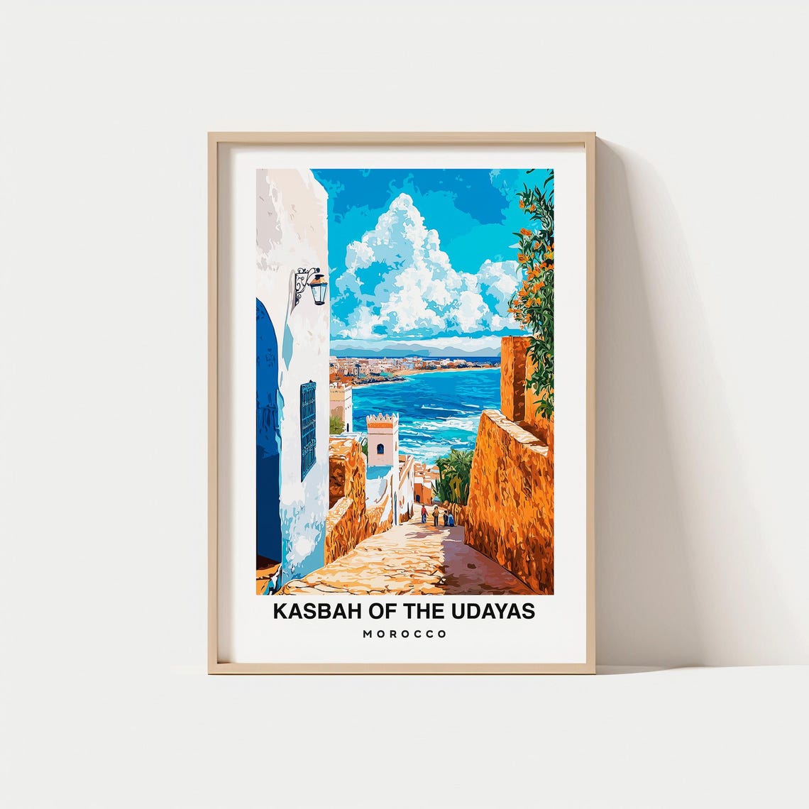 Kasbah Of The Udayas Print Morocco Poster Travel Wall Art Historic Print Scenic Art Coastal View Cultural Landmark Travel Poster