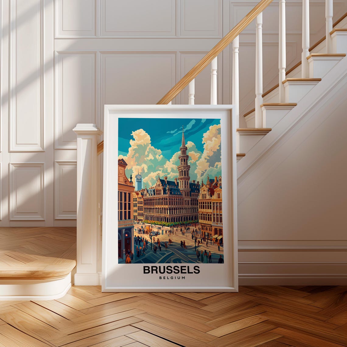 Brussels Print Belgium Poster Travel Wall Art Cityscape Print Scenic Art Historic Decor European Landmark Belgian Culture Eu Print