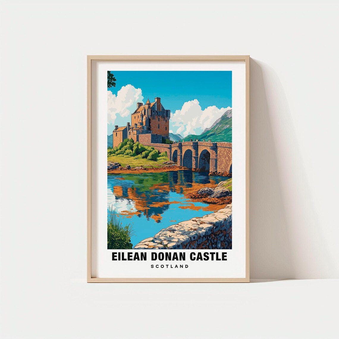 Eilean Donan Castle Scotland Highland Loch Bridge Vintage Poster
