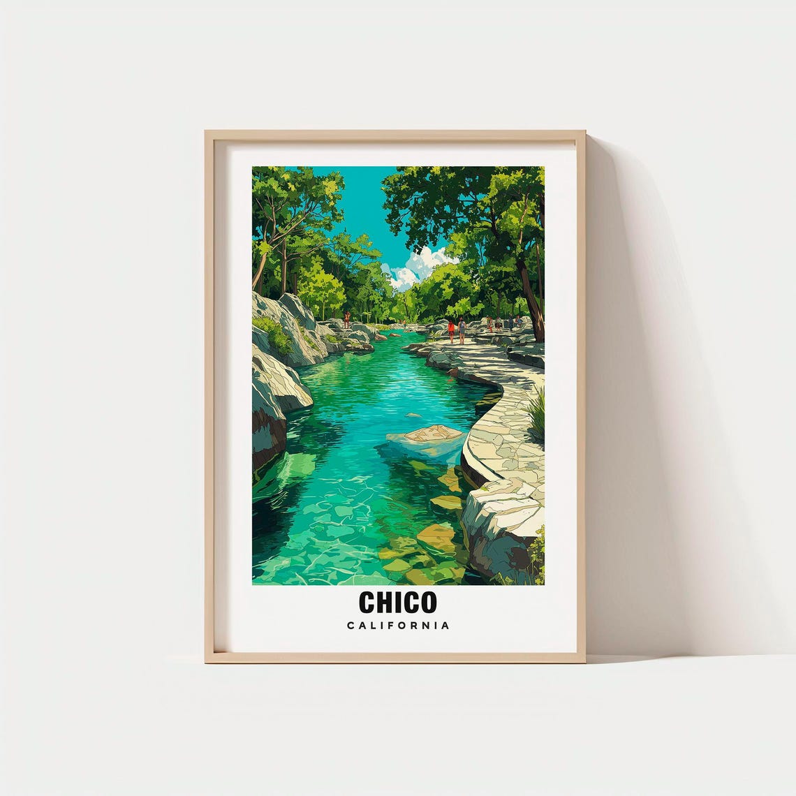 Chico California Emerald Boulders Swimming Hole Travel Poster