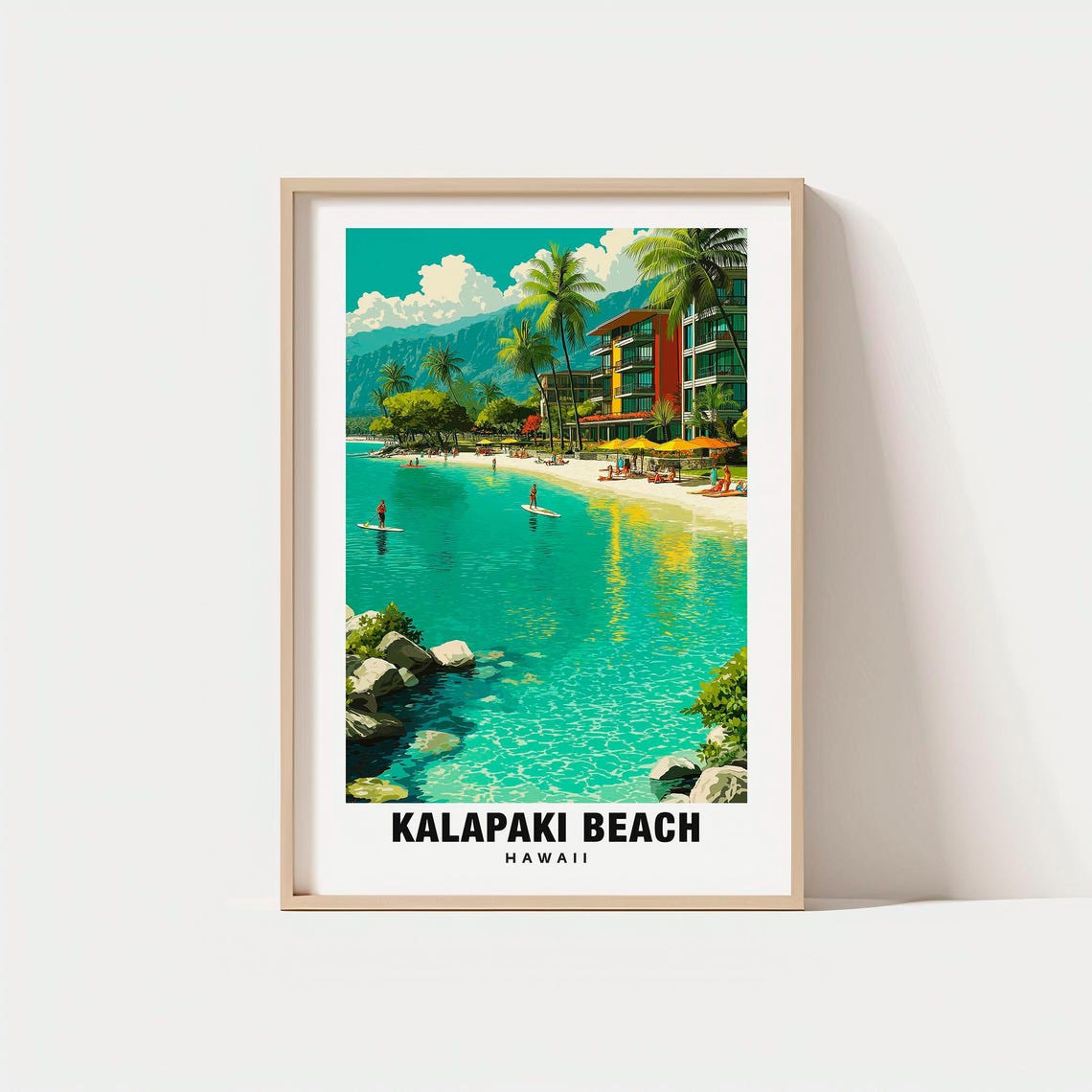 Kalapaki Beach Hawaii Turquoise Bay Paddleboarders Resort Poster