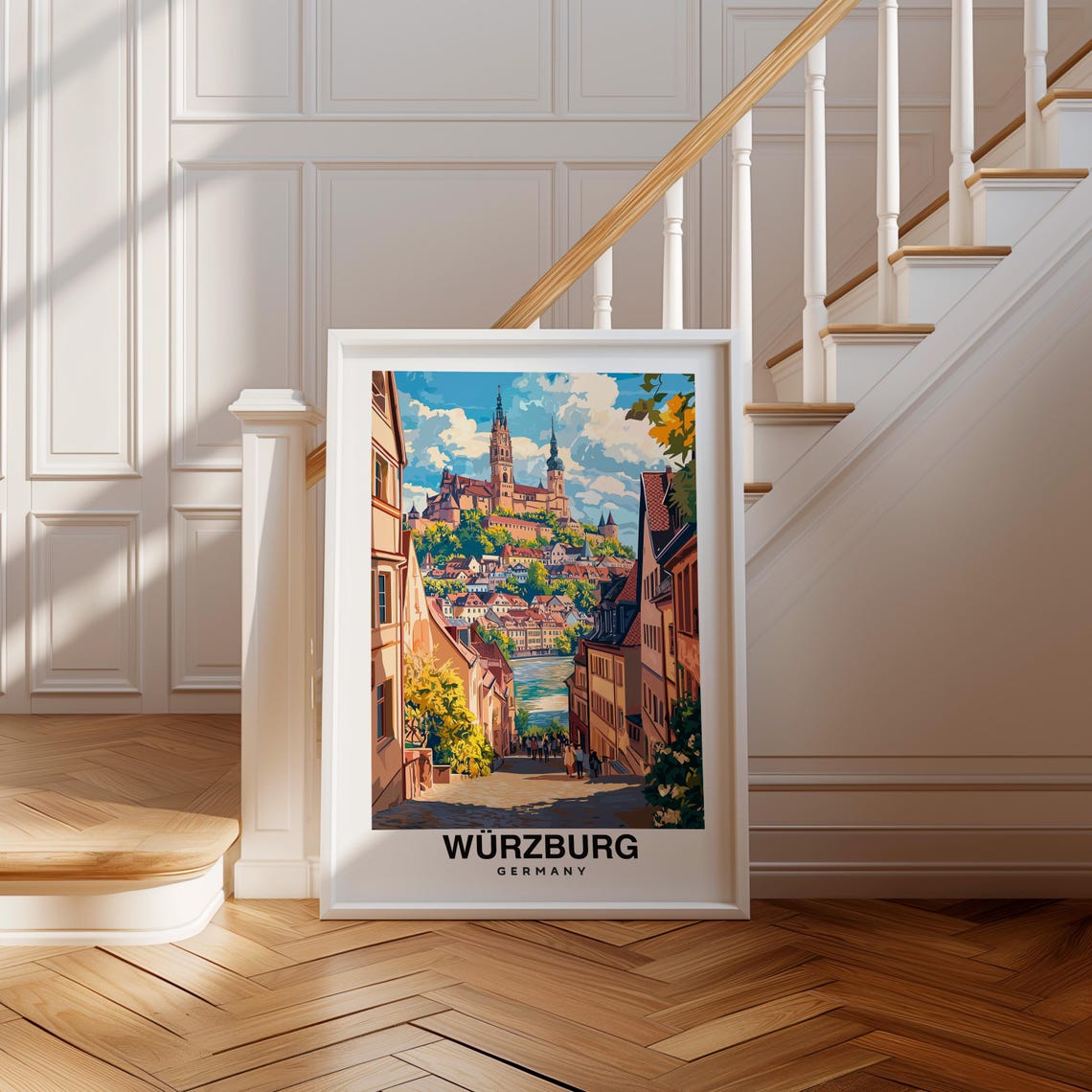 Wrzburg Print Germany Poster Travel Wall Art Cityscape Print Scenic Art Historic Decor European Landscape Travel Poster
