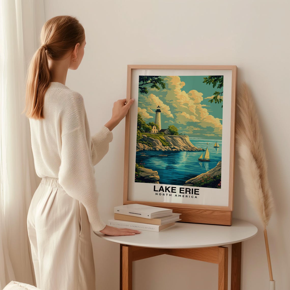 Lake Erie Poster Usa Usa Print Lake Erie Travel Gift Lake Erie Birthday Gift Wedding Gift Usa Great Lakes - Image 2