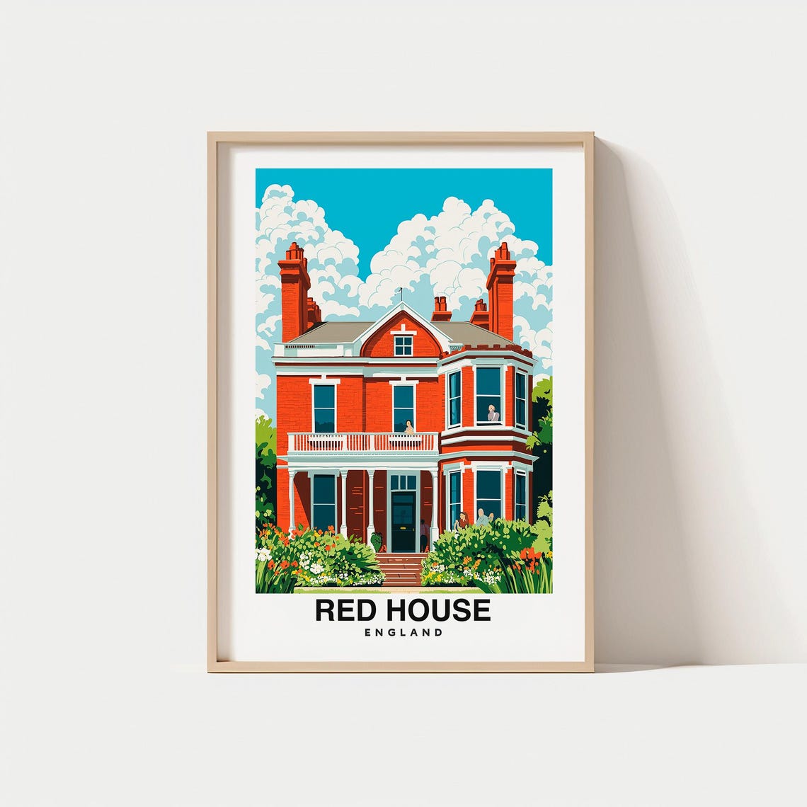 Red House Travel Print Wall Art England England City Print Red House Travel Gift Red House Poster Travel Gift