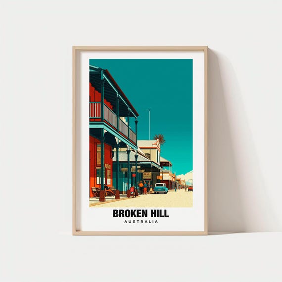 Broken Hill Print Australia Poster Views Art Outback Charm Mining Scene Desert Beauty Local Heritage