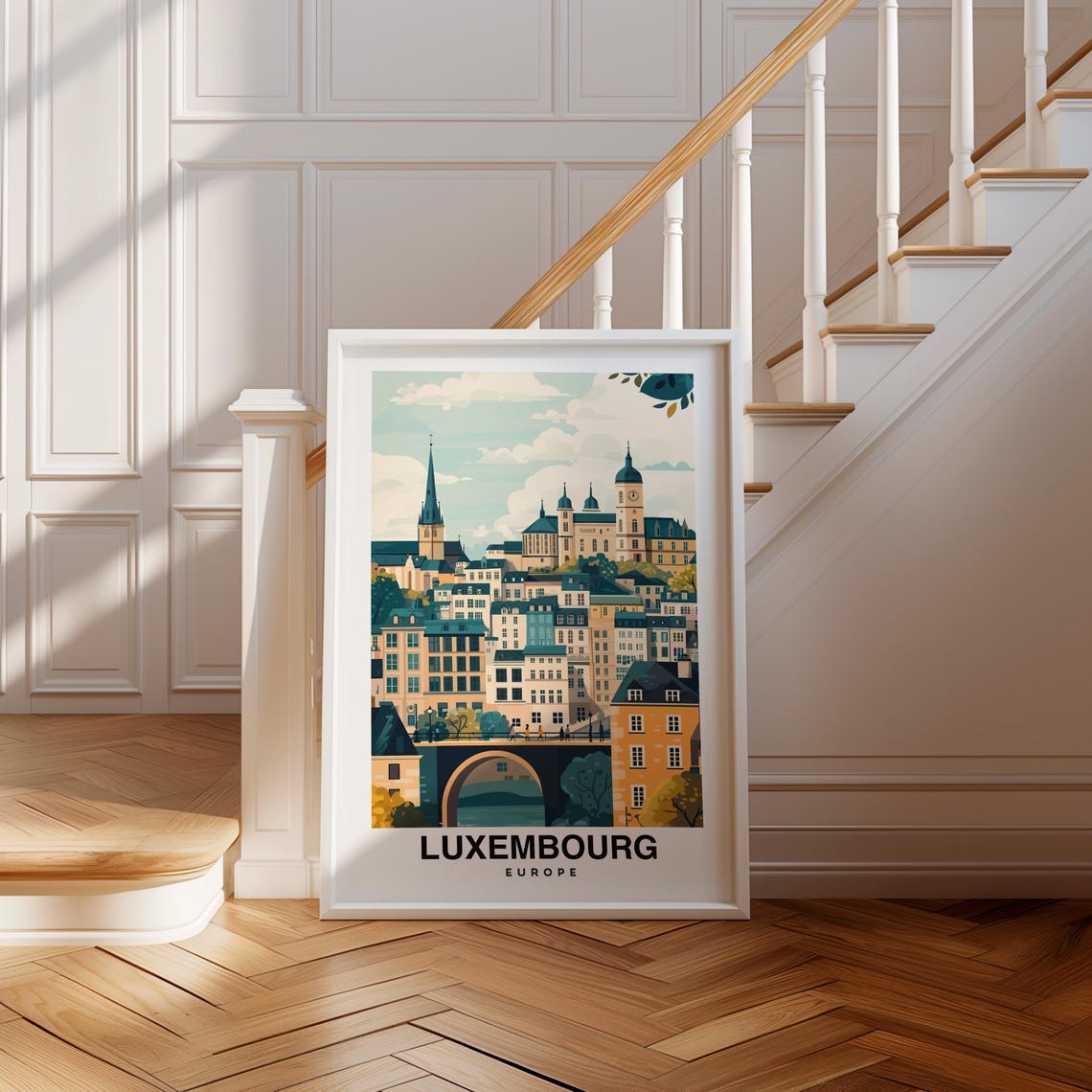 Luxembourg Print Europe Poster Travel Wall Art Cityscape Print Scenic Art Historic Decor Castle View Urban Landscape Travel Poster