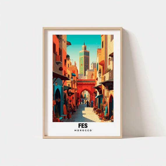 Fes Print Morocco Poster Views Art City Charm Medina Scene Historic Beauty Cultural Heritage Travel