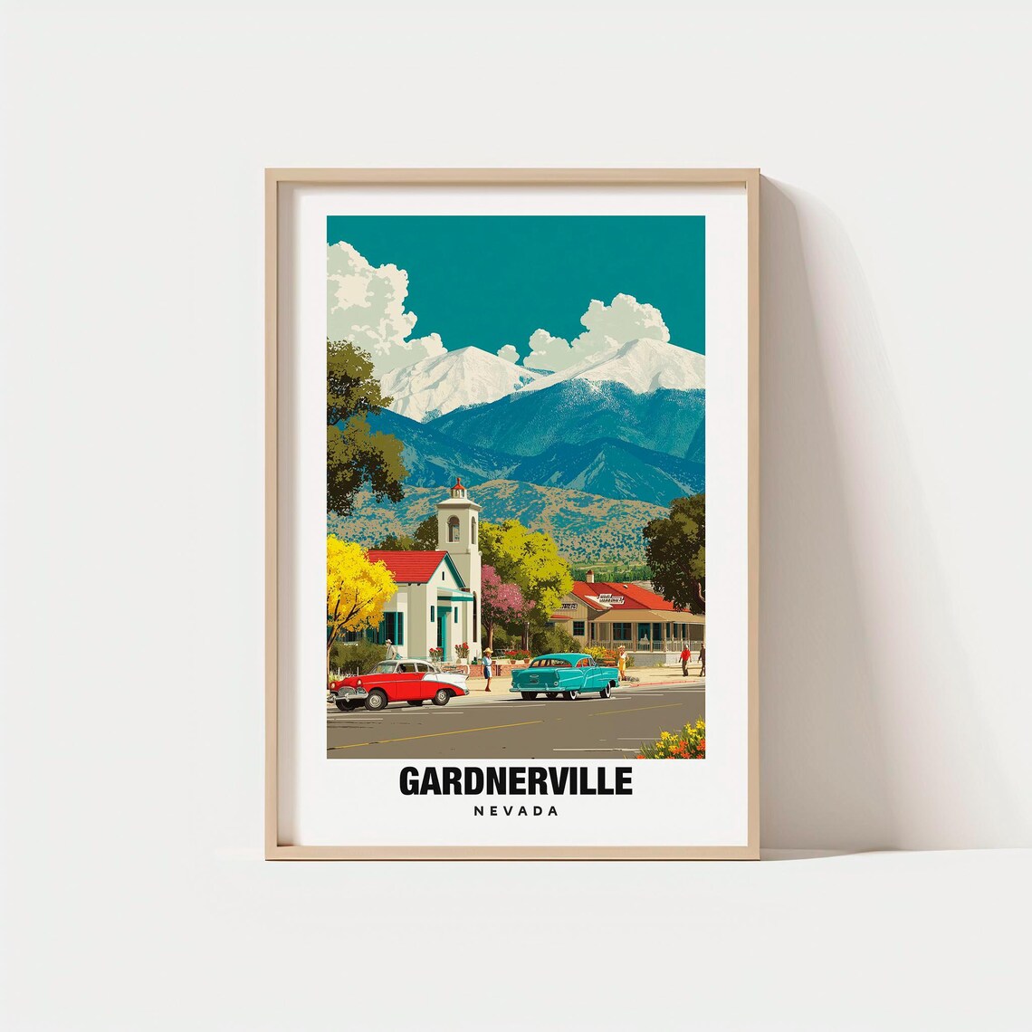 Gardnerville Nevada Classic Cars Main Street Sierra Travel Poster
