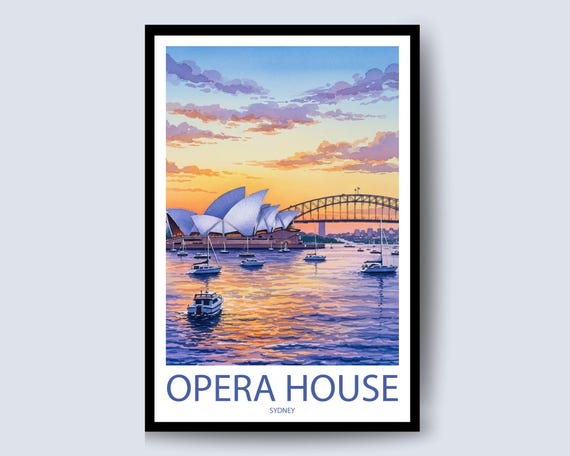 Sydney Opera House Travel Print Art Poster Gift Australia Wall
