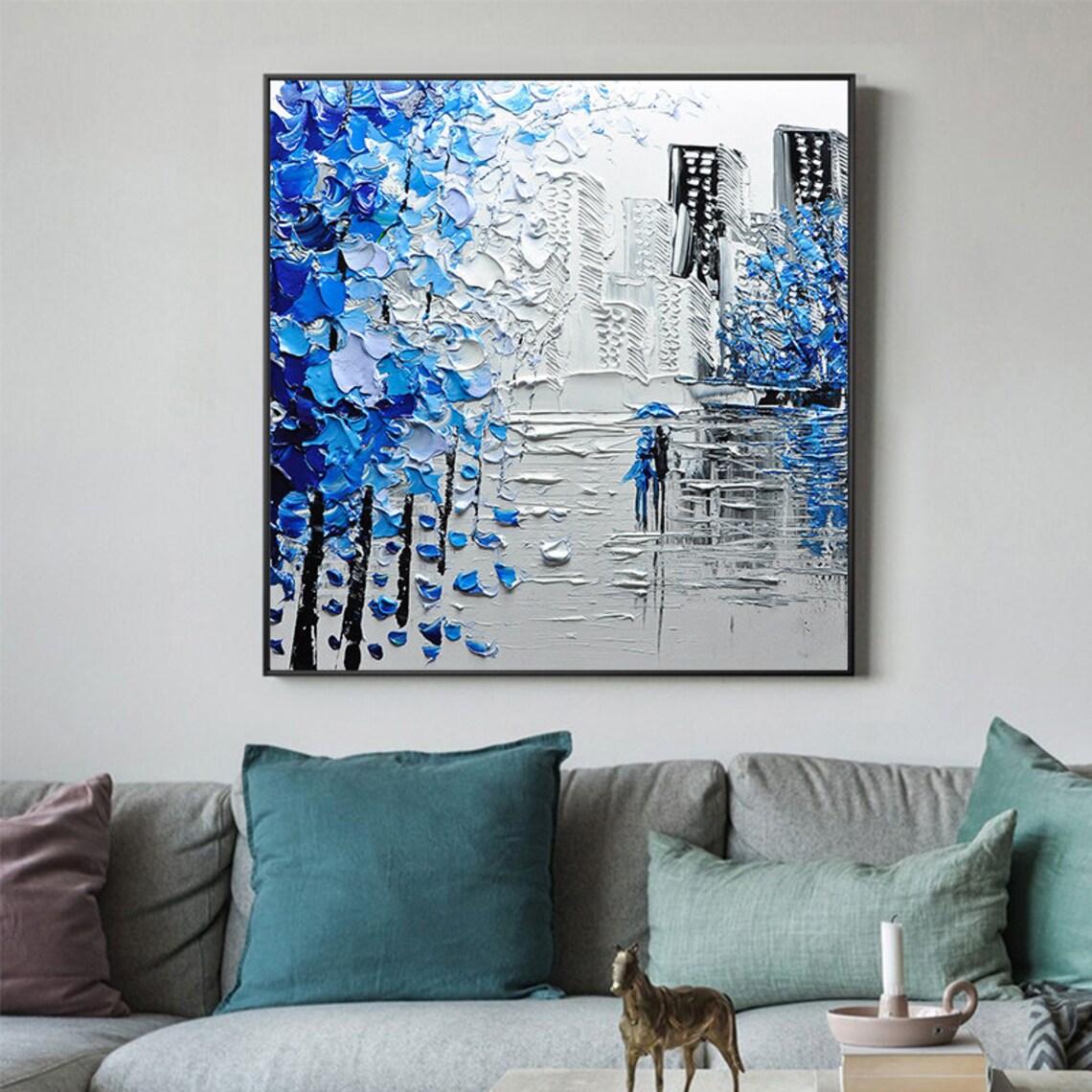 Rainy Day Cityscape Modern Abstract Art Print - Image 5
