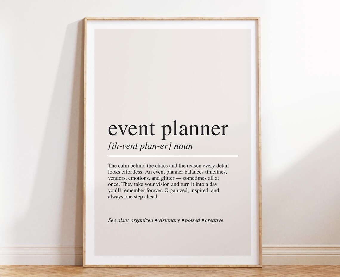 Event Planner Definition Art Print, Wedding Coordinator Gift