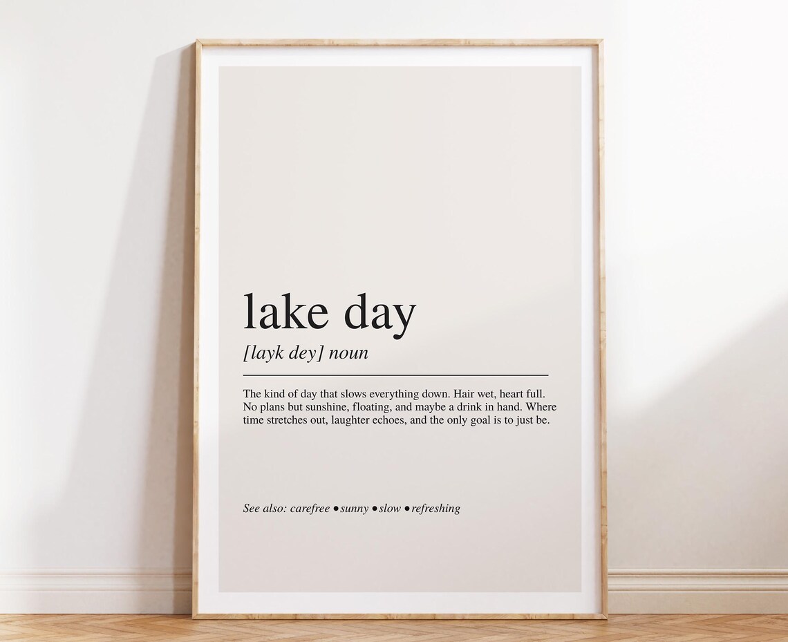 Lake Day Definition Print, Minimalist Coastal Cottage