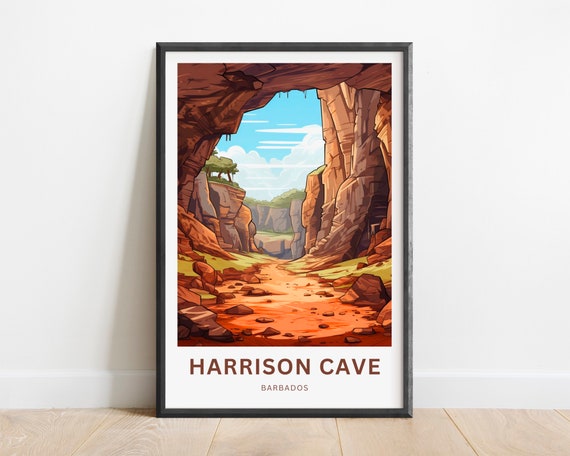 Harrisons Cave Travel Print Harrisons Cave Barbados Poster Barbados Wall Art Framed Present Gift Caribbean Present