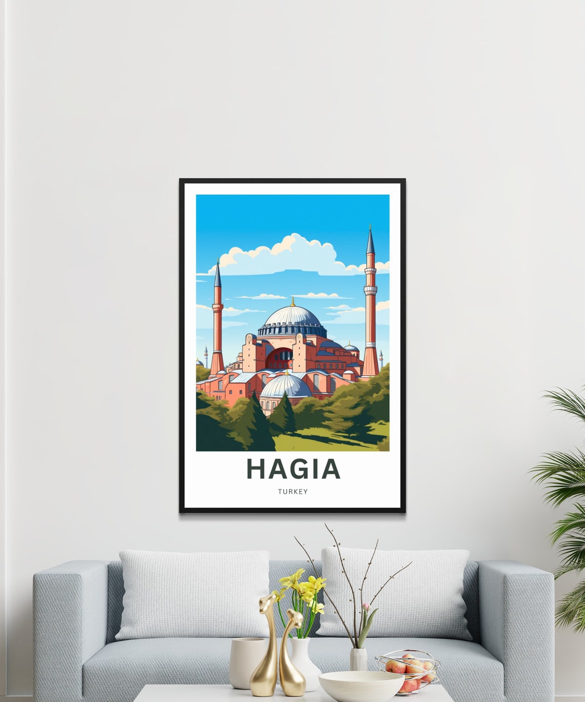 Hagia Turkey Grand Mosque Vintage Style Personalized Travel Poster - Image 3