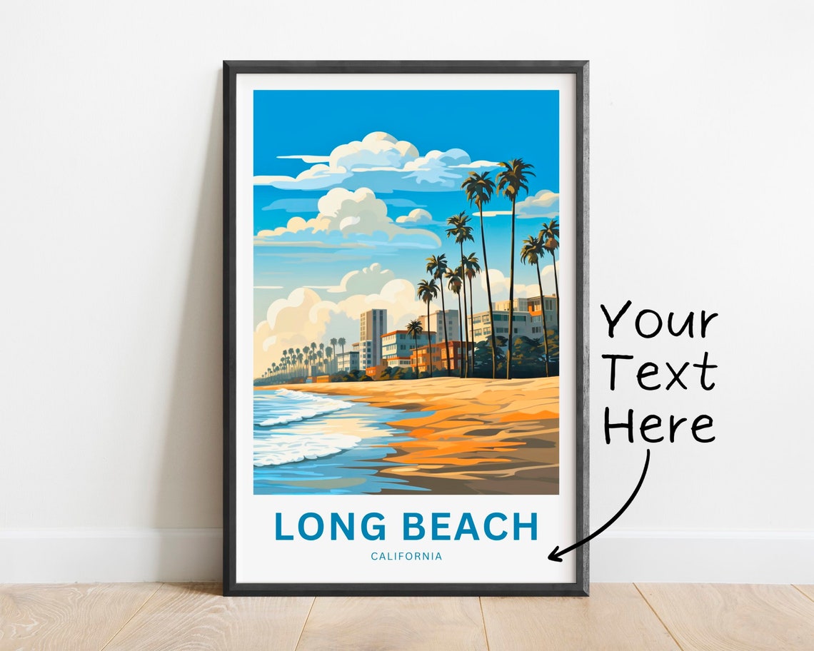 Personalized Long Beach California Sandy Shore Wave Gift Poster