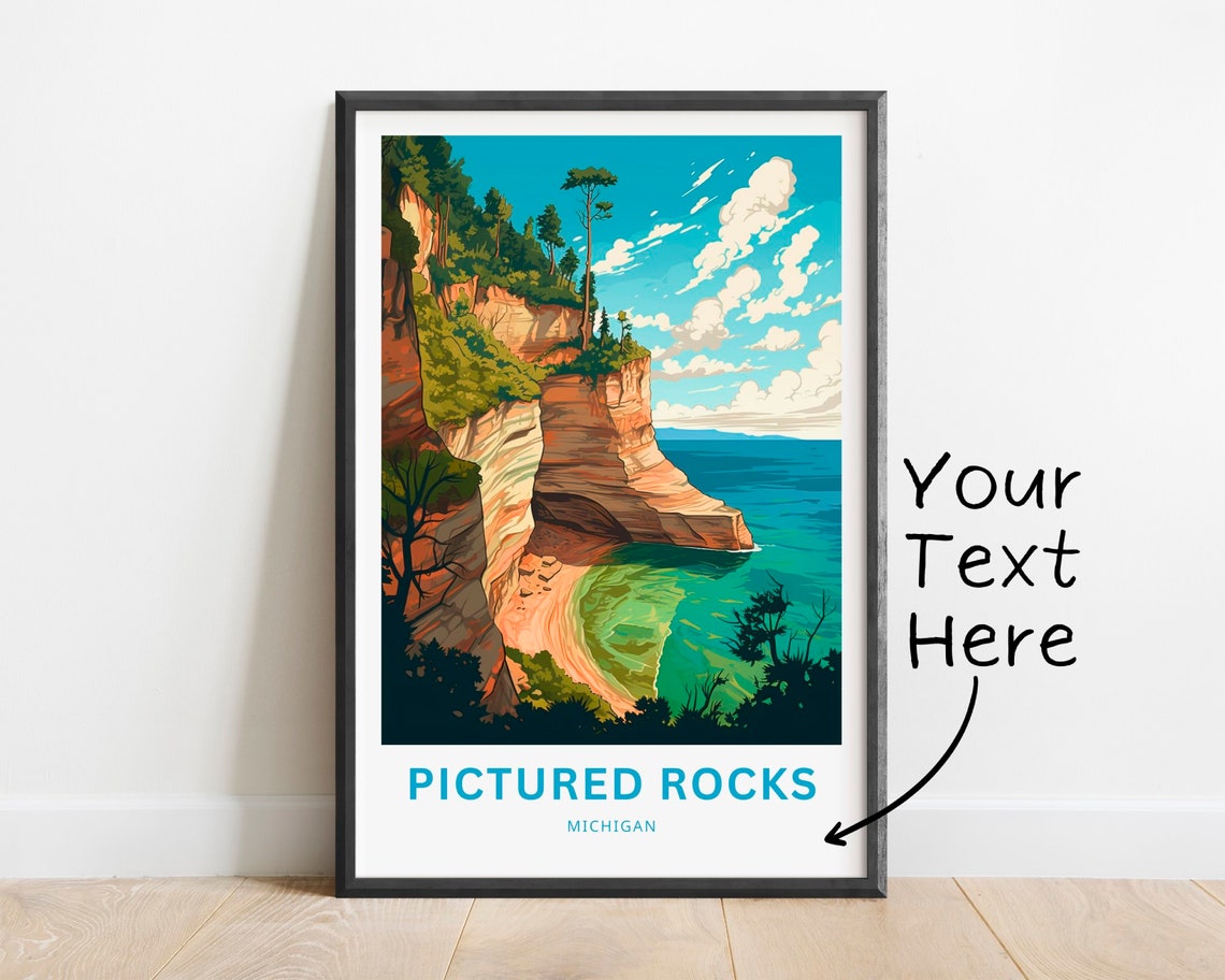 Pictured Rocks Michigan Cliffs Cove Personalized Travel Poster