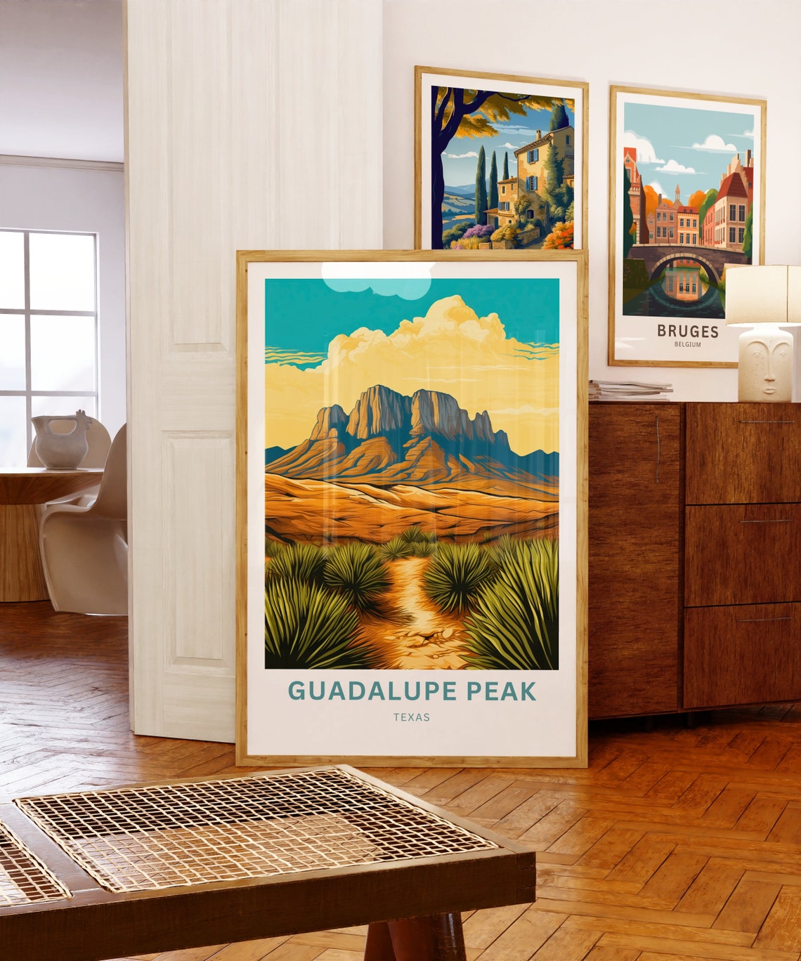 Guadalupe Peak Texas Golden Sunset Desert Trail Personalized Poster - Image 5
