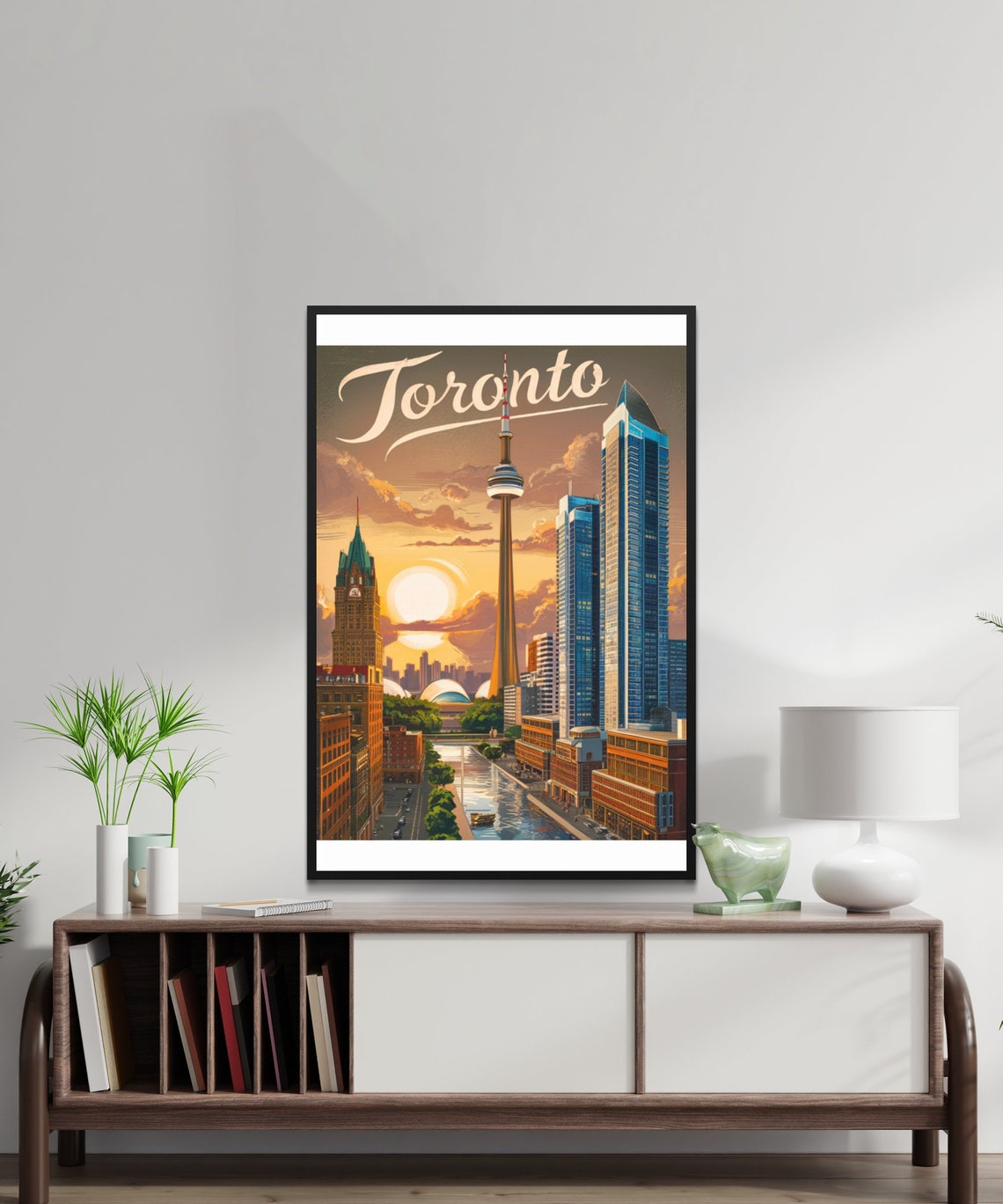 Toronto Canada CN Tower Skyline Script Vintage Retro Travel Poster - Image 2