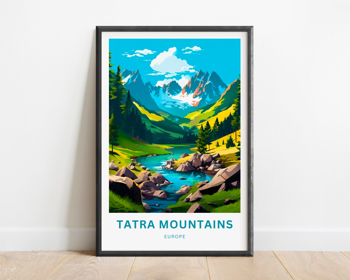 Tatra Mountains Europe Alpine River Valley Peaks Travel Poster