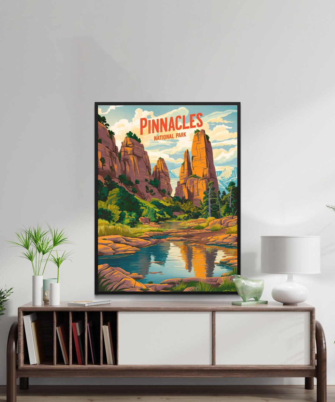 Pinnacles National Park Red Rock Spires Pool Reflection Travel Poster - Image 3