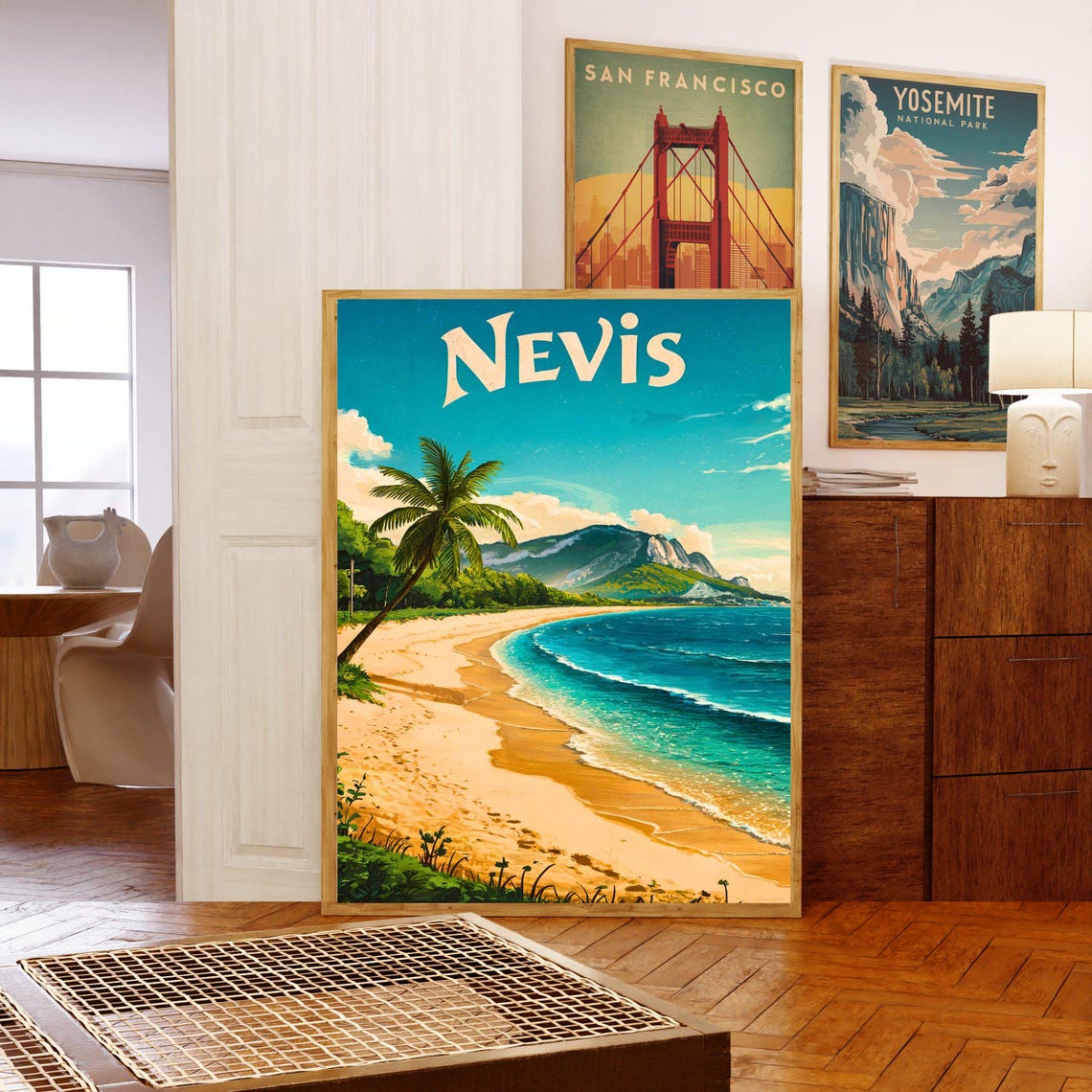 Nevis Vintage Travel Poster Nevis Print Caribbean Wall Art Framed Gift Caribbean Island Present - Image 5