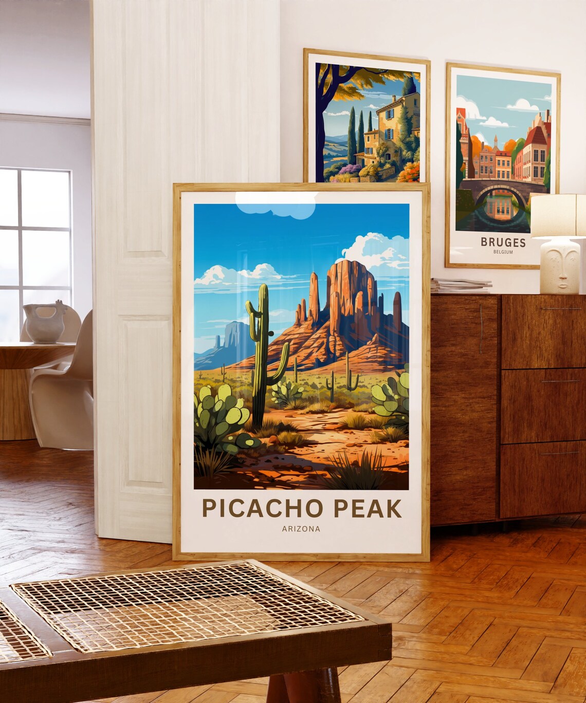 Picacho Peak Arizona Desert Saguaro Cactus Custom Art Travel Poster - Image 5