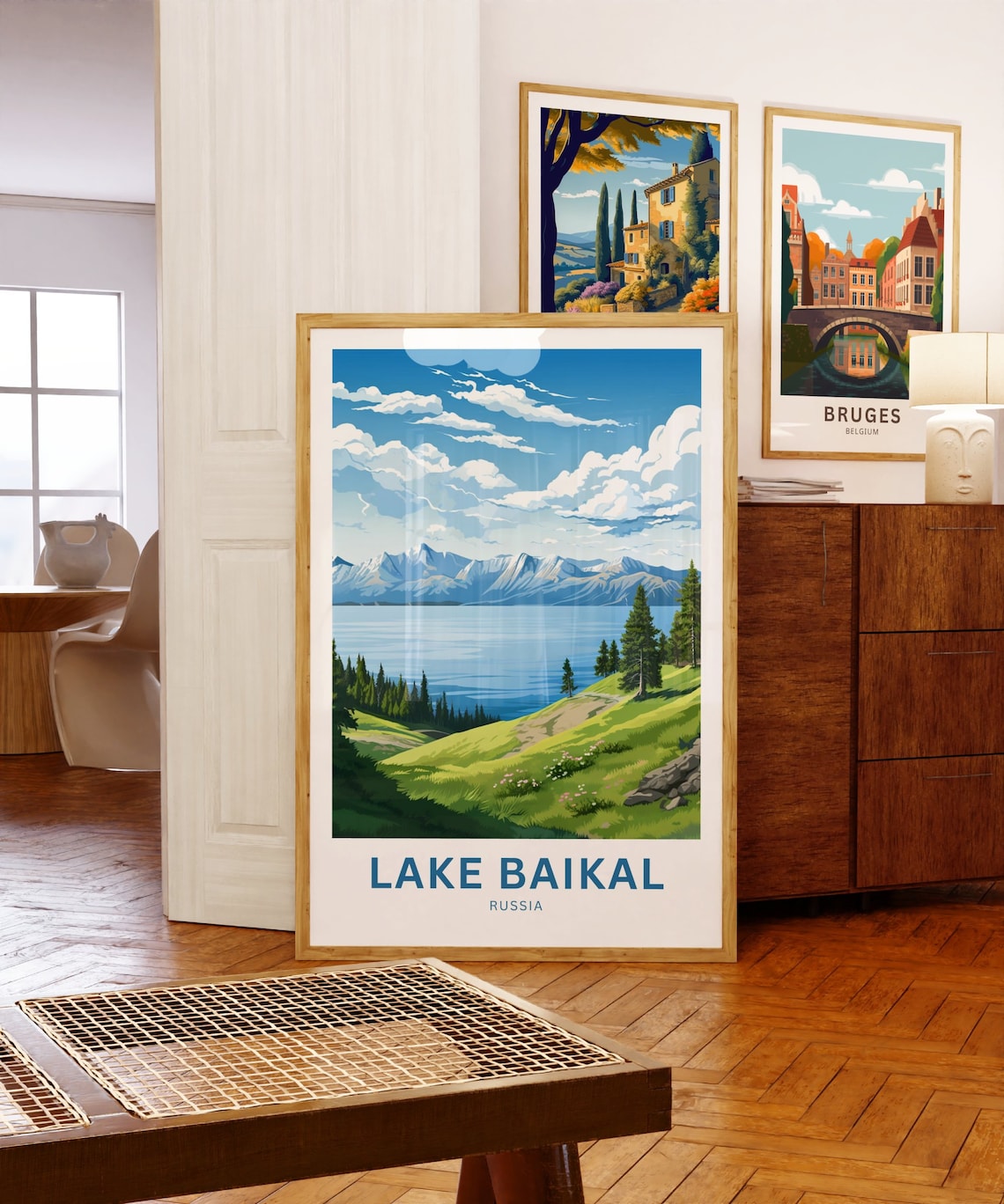Lake Baikal Russia Mountain Lake Meadow Vintage Travel Poster - Image 5