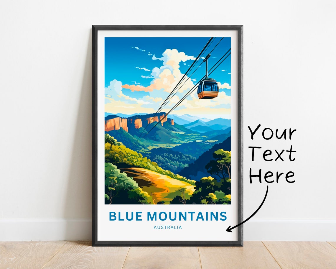 Blue Mountains Australia Cable Car Valley Overlook Custom Text Poster