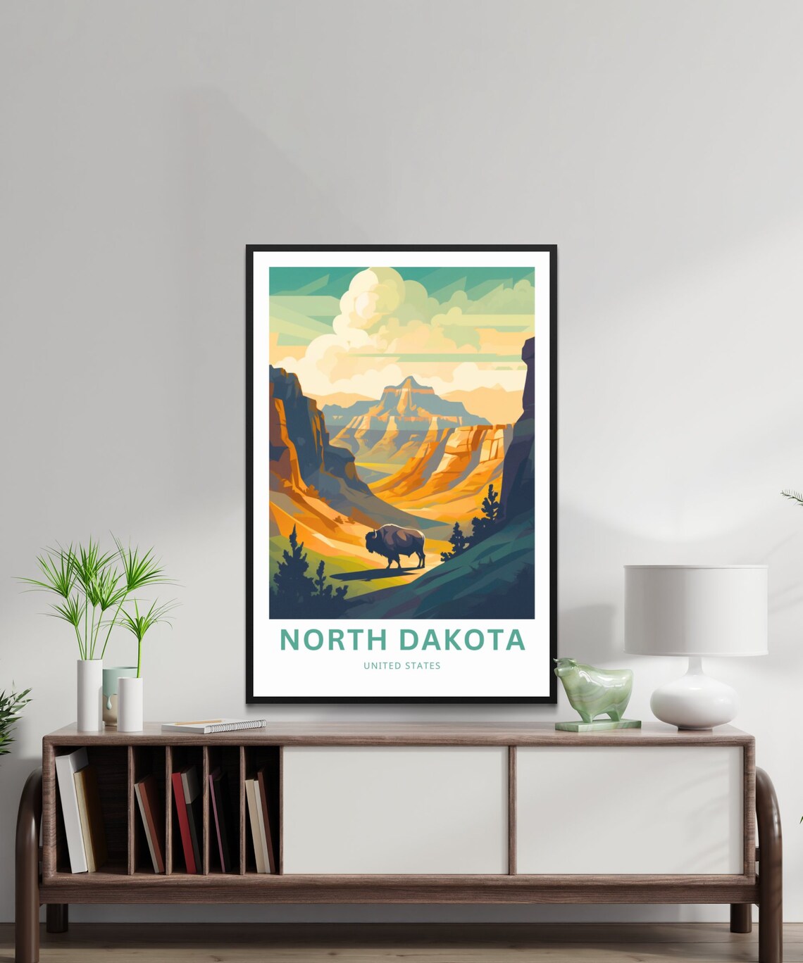 North Dakota Travel Poster, United States Road Trip Map - Image 2