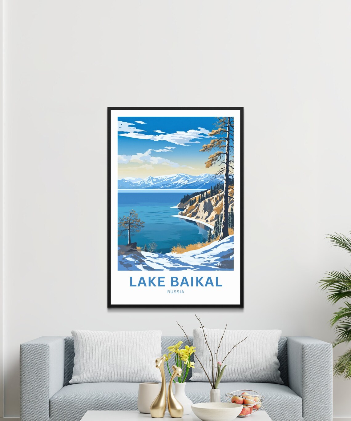 Lake Baikal Russia Snowy Cliffs Shoreline Personalized Travel Poster - Image 3