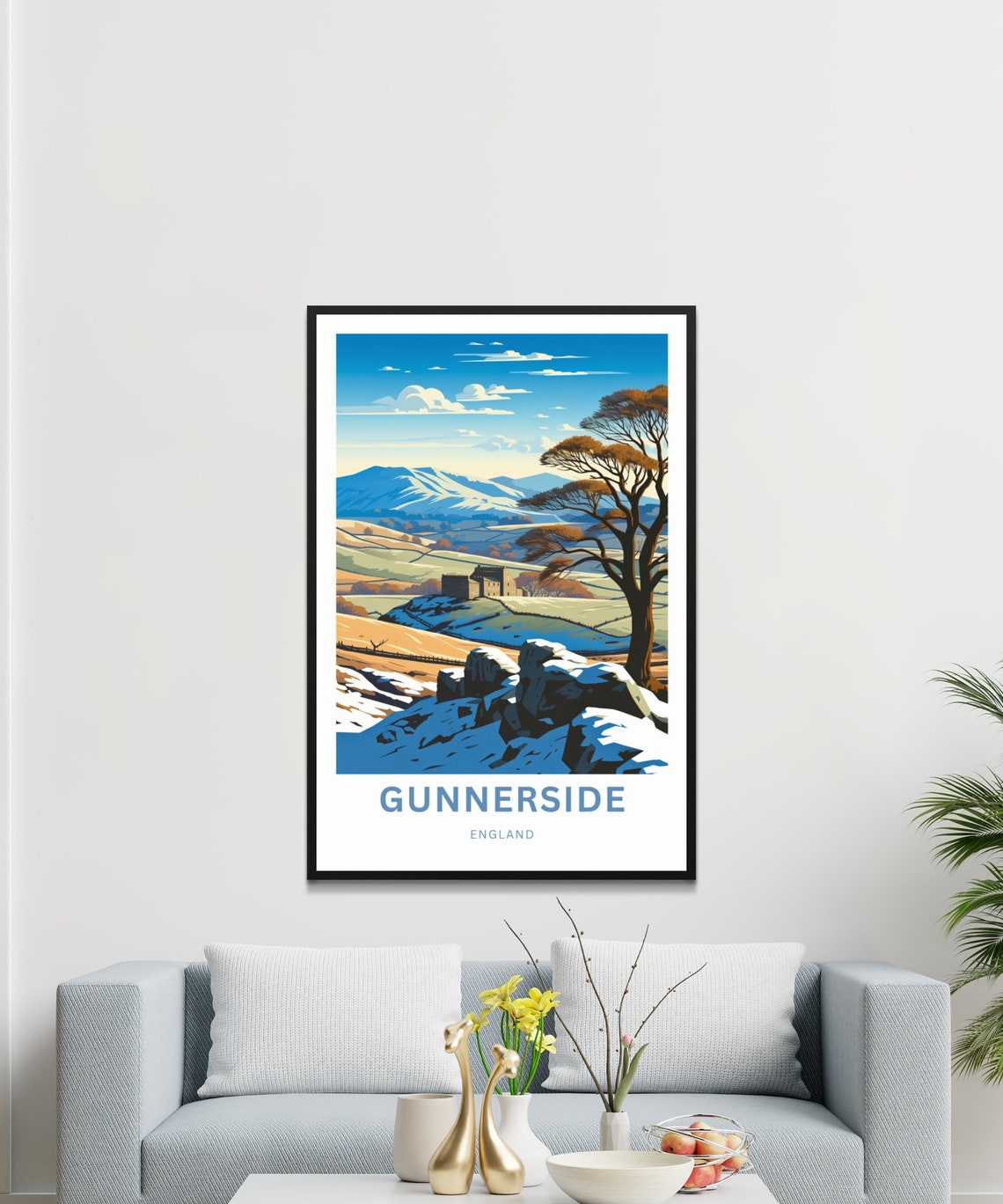 Gunnerside England Winter Snow Yorkshire Dales Travel Poster - Image 3