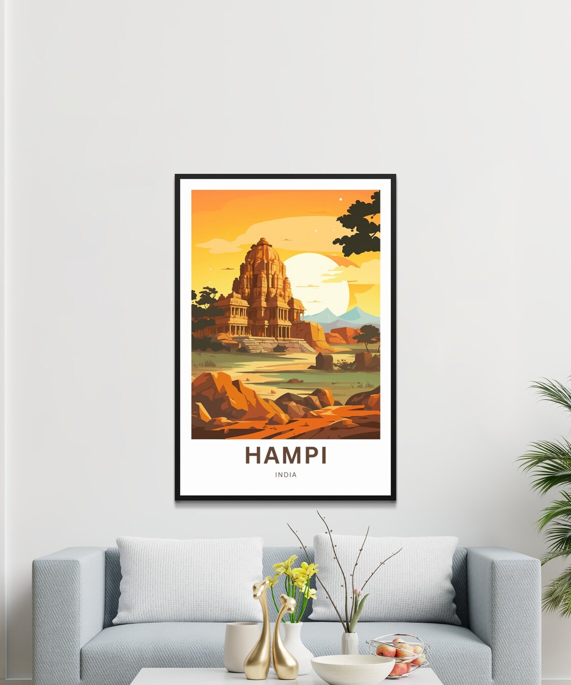 Hampi India Sunset Ancient Temple Ruins Golden Hour Travel Poster - Image 3